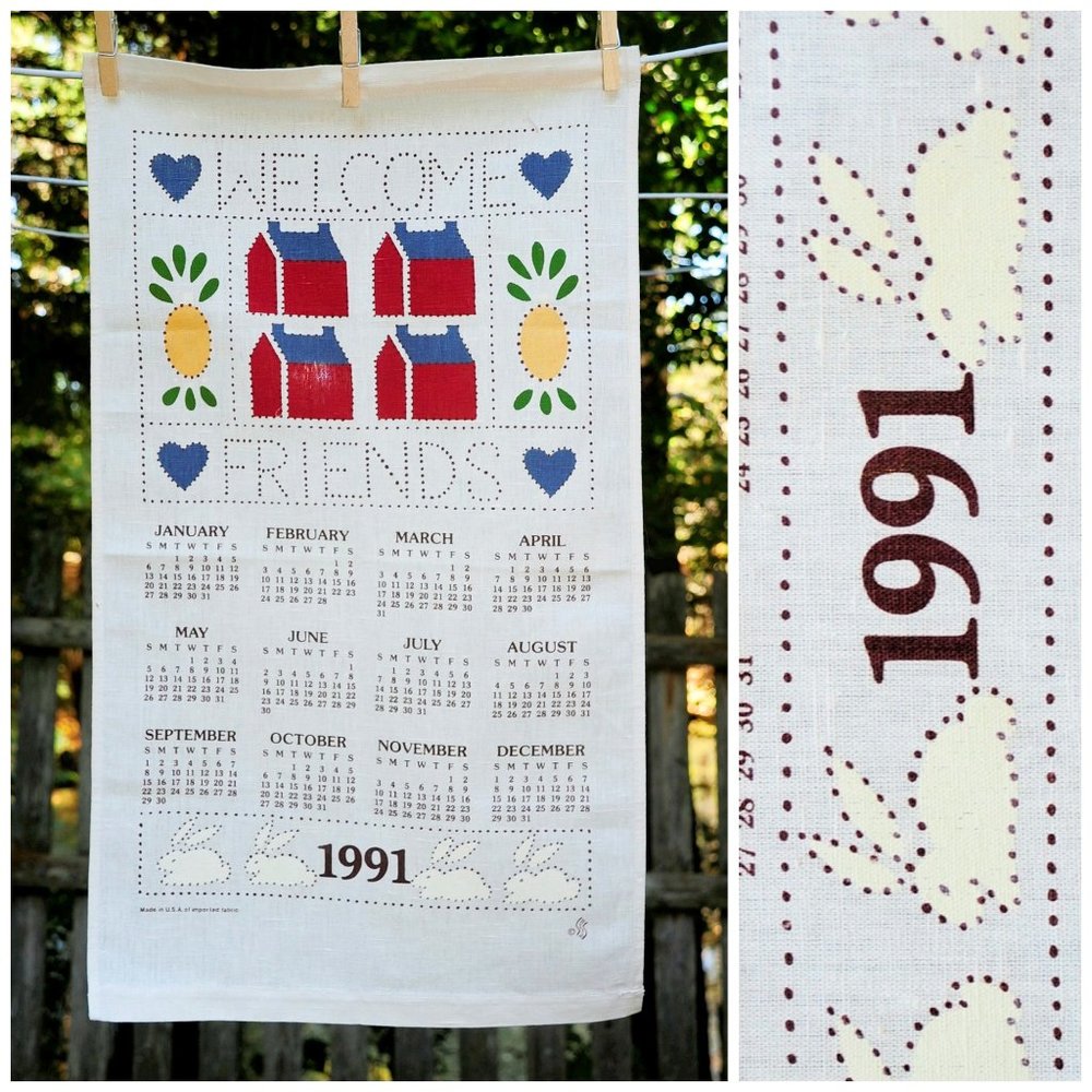 VTG 1991 'Welcome Friends' Country Calendar Towel